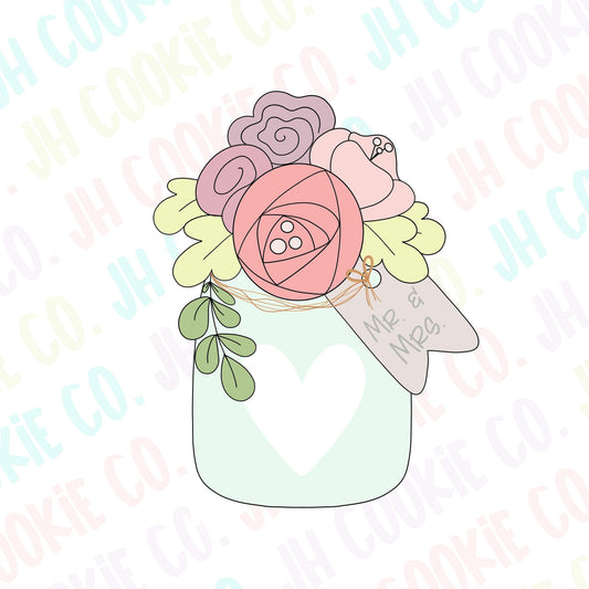 Floral Mason Jar with Tag Cookie Cutter