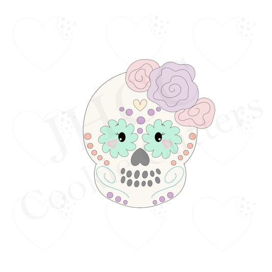 sugar skull with (floral only) cookie cutter