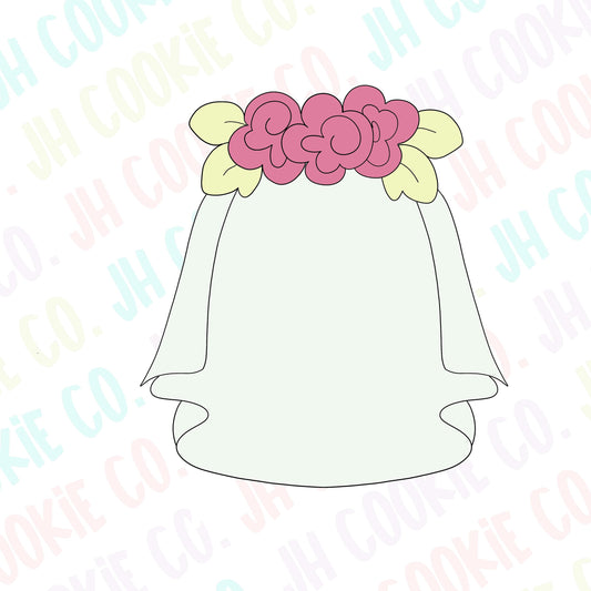 Floral Wedding Veil Cookie Cutter