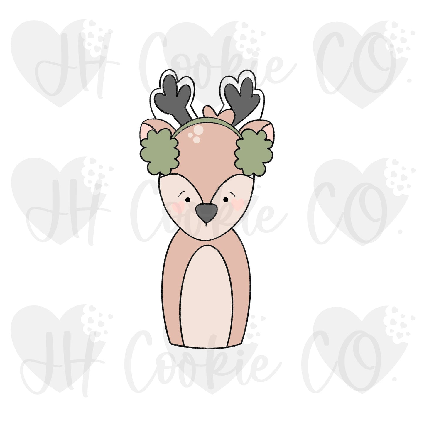 Reindeer Earmuffs Stick  -  Cookie Cutter