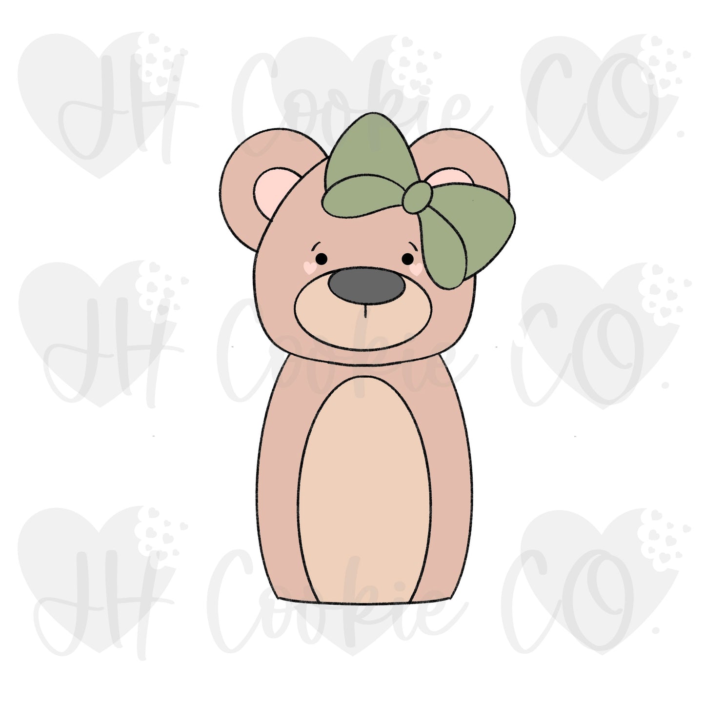 Bow Bear Stick  [teddy bears] -  Cookie Cutter