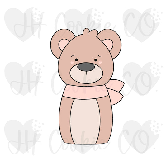 Scarf Teddy Bear Stick  [teddy bears] -  Cookie Cutter