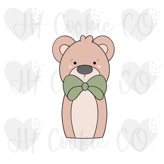Bow Tie Teddy Bear Stick  [teddy bears] -  Cookie Cutter