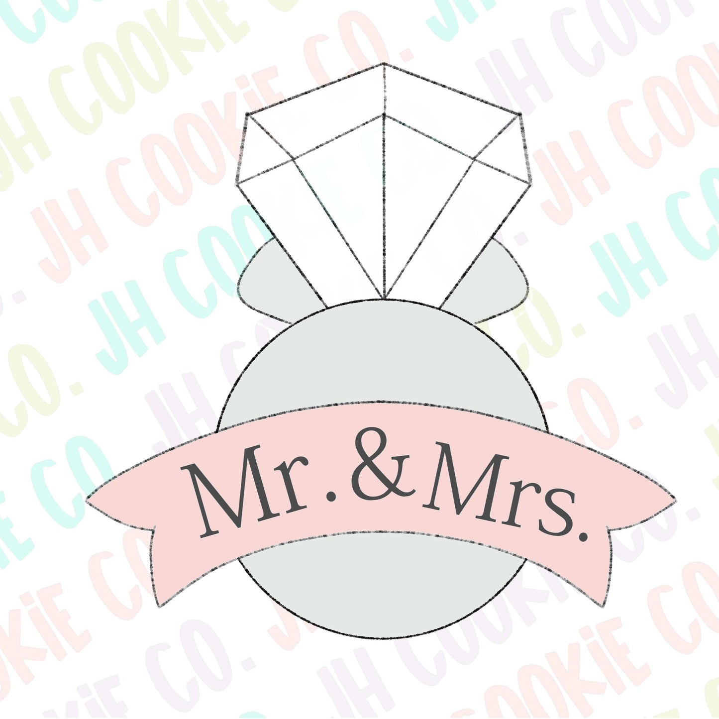 Wedding Ring with banner Cookie Cutter