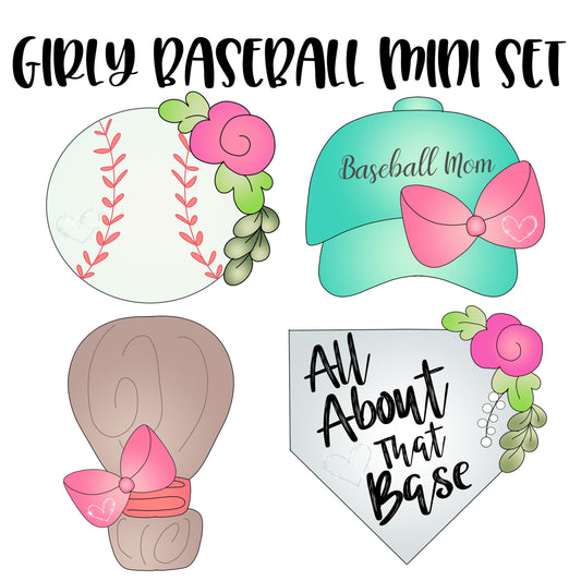 girly baseball mini Cookie Cutter Set