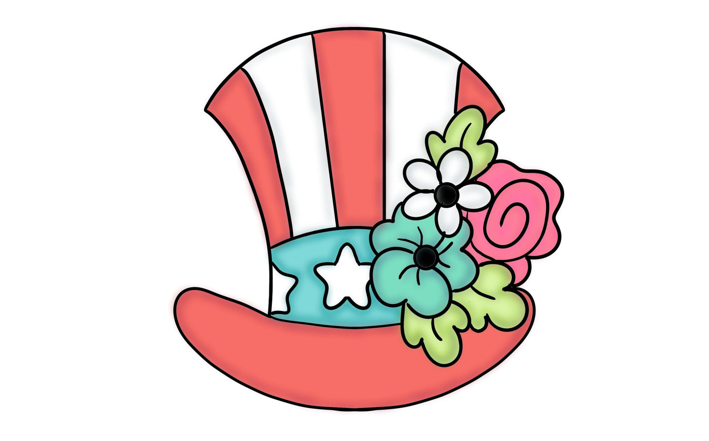 floral patriotic hat cookie cutter