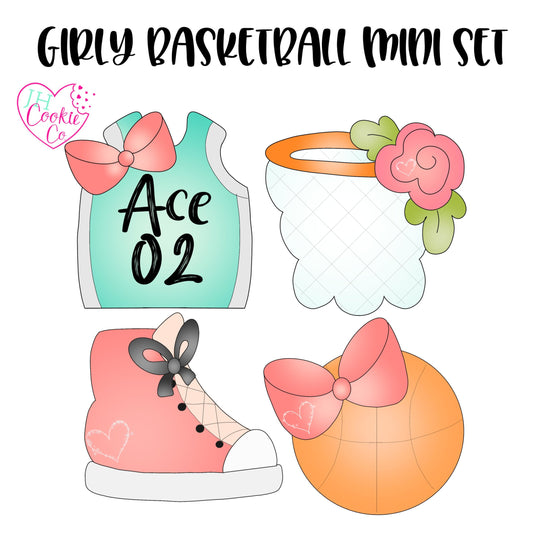 girly basketball Mini Cookie Cutter Set