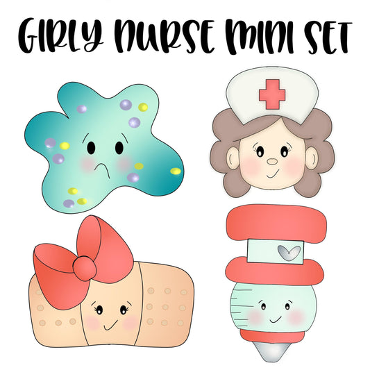 girly nurse mini Cookie Cutter Set