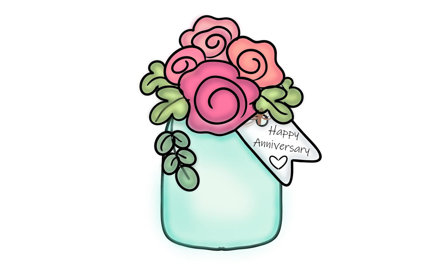 floral mason jar with tag cookie cutter