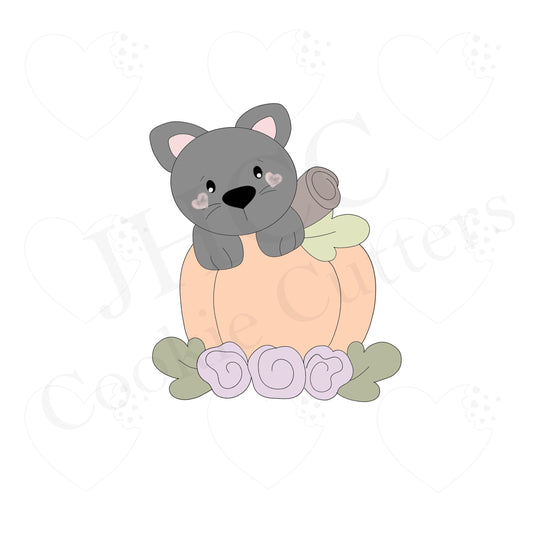 Floral Pumpkin W/ Black Cat 2018 - Cookie Cutter