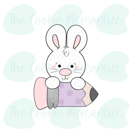 Bunny Pencil Plaque - Cookie Cutter