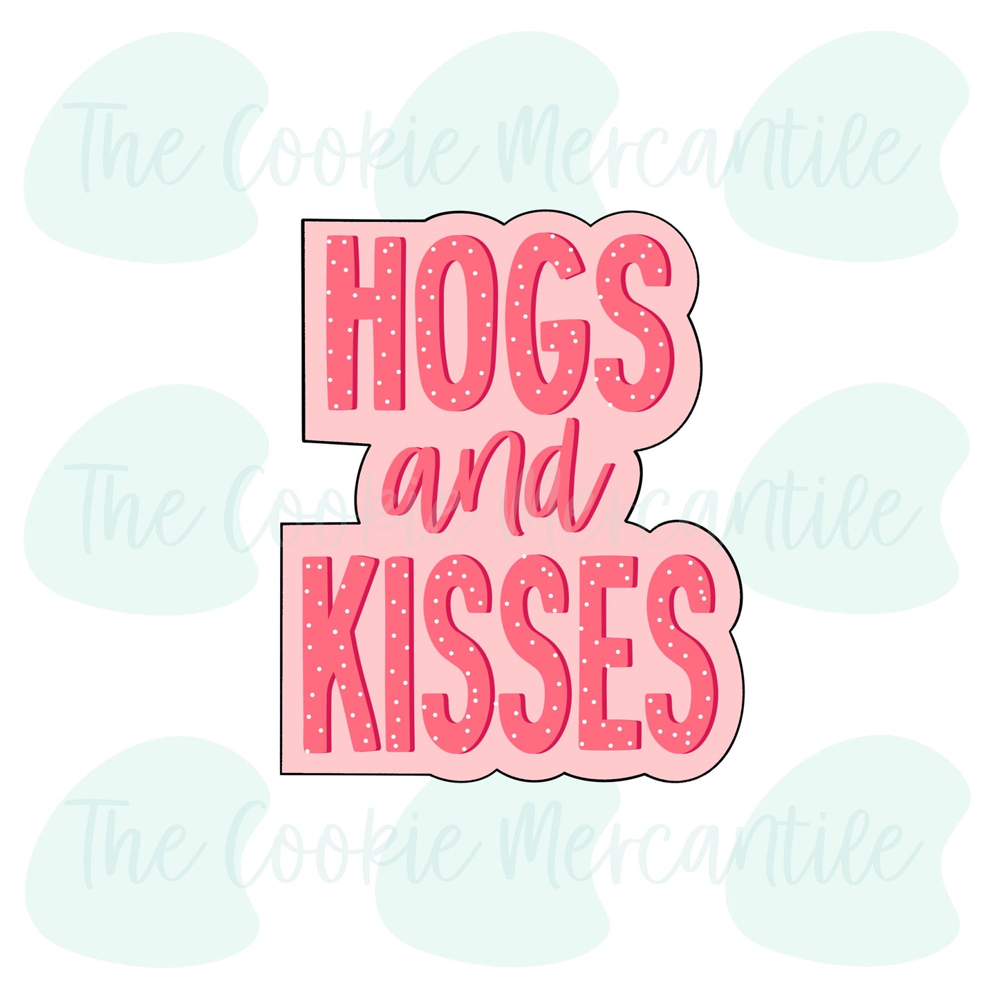 Hogs and Kisses Word Plaque [Hog 2 piece set] - Cookie Cutter